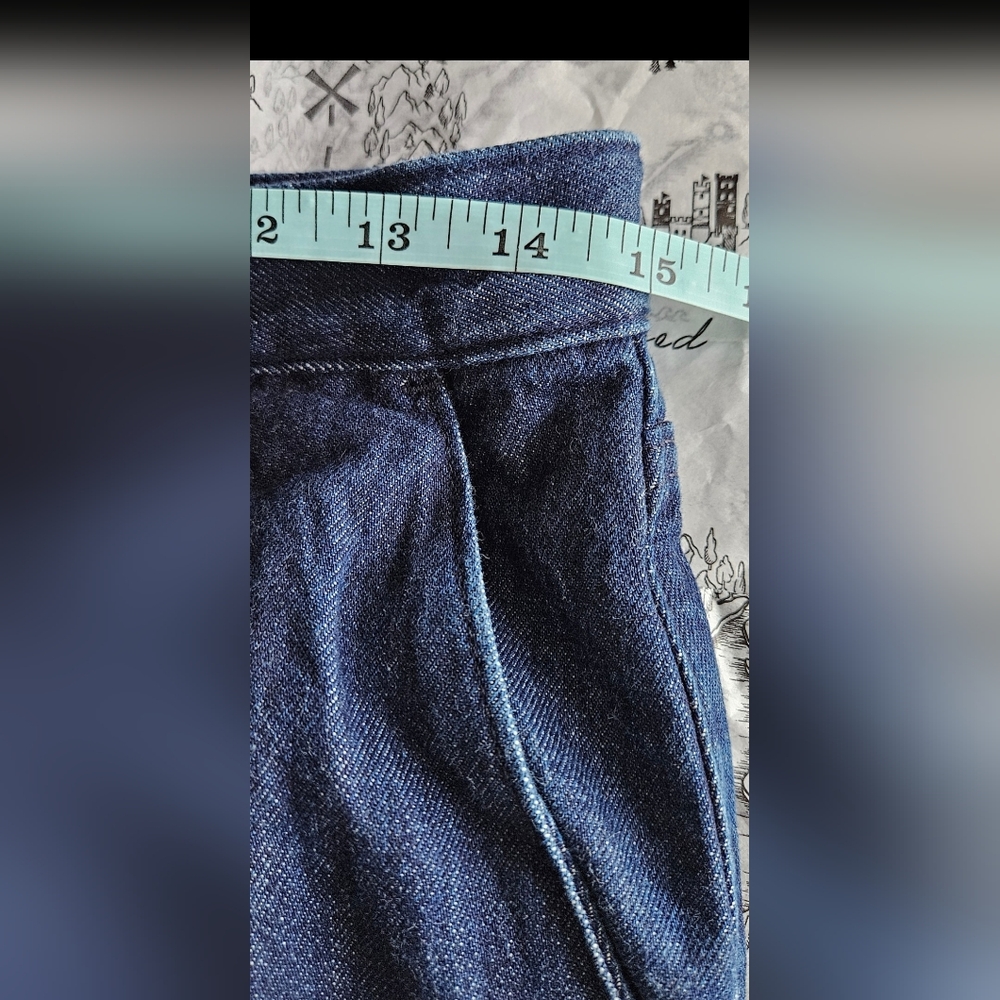 Banana Republic-Organic Cotton Ĉote High Rise Wide Leg Pleated Jeans Sz 29 - Picture 6 of 10